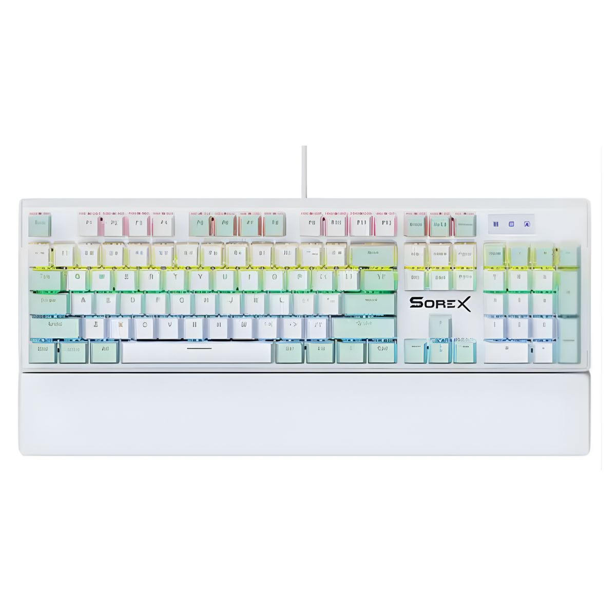 SK105 Mechanical Gaming Keyboard White RGB – Full-Size Mechanical Deck with Metal Top Plate, Double-Shot Keycaps & Ergon