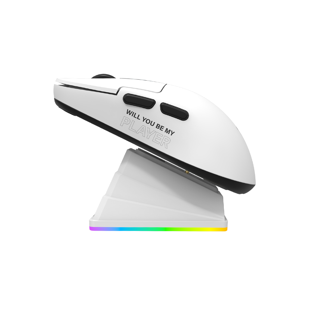 JEDEL GWH-113 GAMING MOUSE | Jedel GWH-113 6D 3-Mode Wireless/Wired RGB Gaming Mouse with Dedicated Charging Dock (White Edition)
