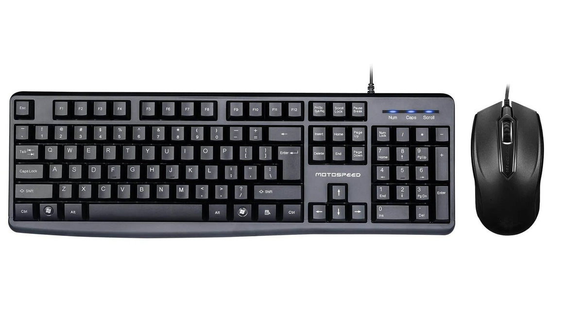 Motospeed S102 Wired Keyboard and Mouse Combo – Full-Size Ergonomic Desktop Keyboard with High-Rebound Silicone Switches