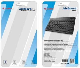 COOLBELL WIRELESS AIRBOARD BLUETOOTH KEYBOARD BK-01 | SLIM, RECHARGEABLE USB-C KEYBOARD FOR IPAD & TABLETS | Ultra-Thin Portable Wireless Keyboard
