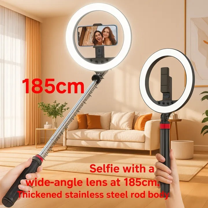 NEEPHO NP L15 PROFESSIONAL RING LIGHT KIT | Neepho NP-L15 Multi-Function LED Ring Light with Extendable Tripod Stand, Detachable Selfie Stick, Smartphone Holder & Wireless Remote Control for Content Creation, Live Streaming & Makeup