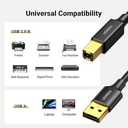 UGREEN 10351 USB-A 2.0 to USB-B High-Speed Printer & Scanner Cable (3M)