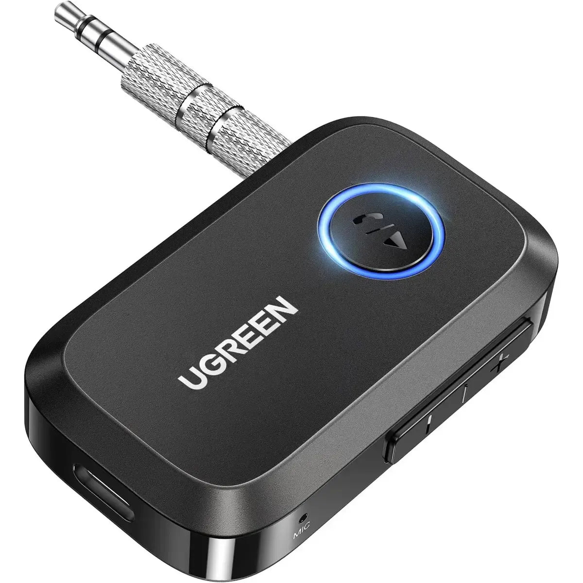 UGREEN 3.5mm Aux Bluetooth 5.3 Audio Transfer Adapter for Vehicle Wireless Receiver with Built-in Microphone & Hands-Fre