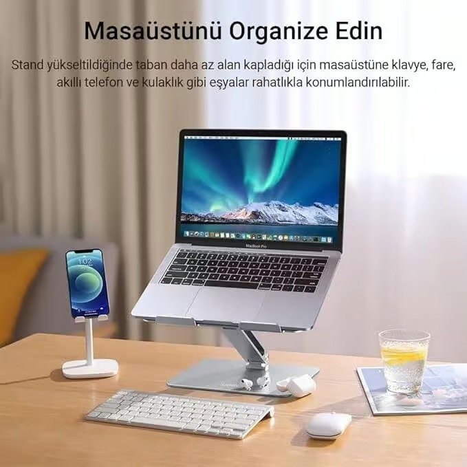UGREEN Adjustable Laptop Stand (Silver) 40291 Ergonomic Aluminum Desktop Riser Holder