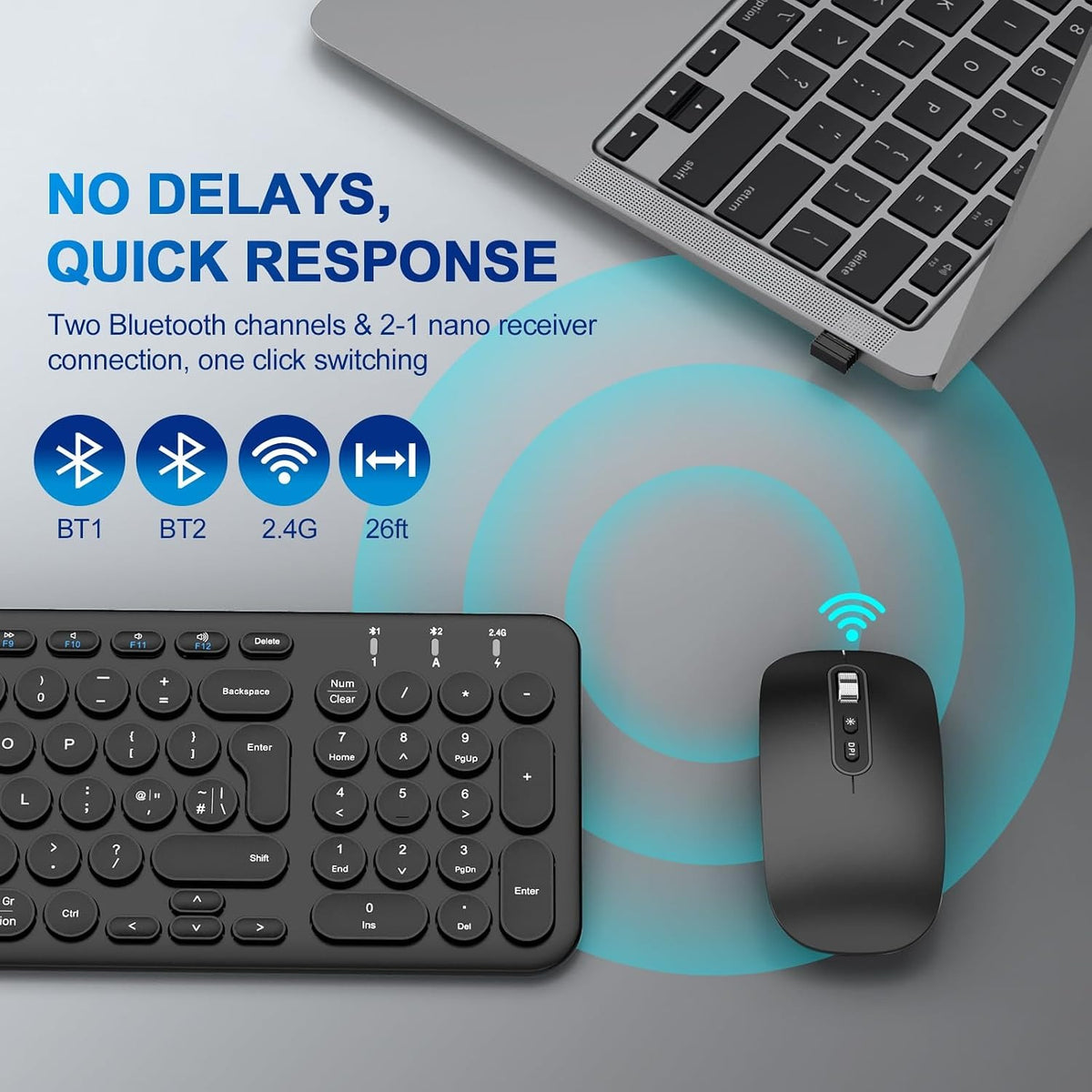 PINKCAT WIRELESS KEYBOARD AND MOUSE SET, RECHARGEABLE ULTRA-THIN QWERTY UK | Slim Portable Desktop Combo with 2.4GHz USB Dongle