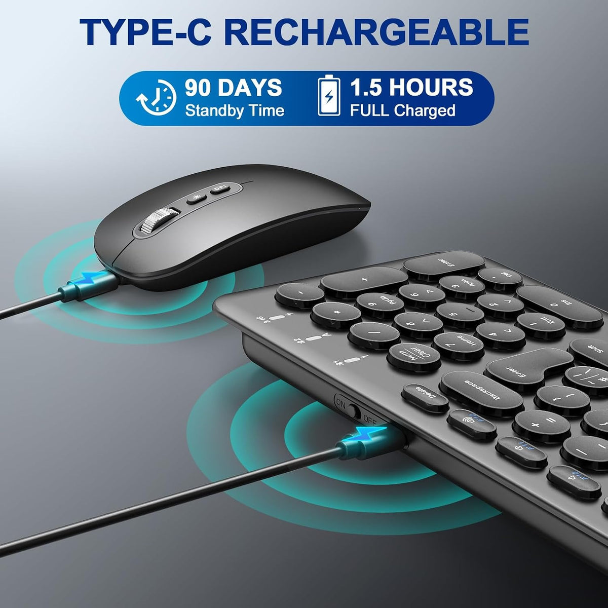 PINKCAT WIRELESS KEYBOARD AND MOUSE SET, RECHARGEABLE ULTRA-THIN QWERTY UK | Slim Portable Desktop Combo with 2.4GHz USB Dongle