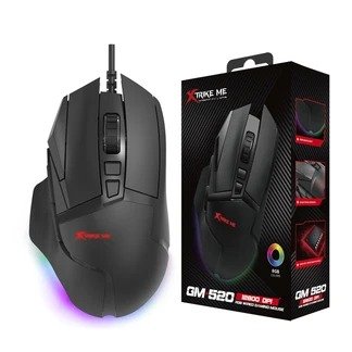 XTRIKE ME GM520 8 BUTTONS RGB WIRED GAMING MOUSE | Xtrike Me GM-520 Ergonomic Wired Optical Gaming Mouse with 8 Control Buttons, 12800 DPI High-Precision Sensor & Dynamic RGB Illumination for PC Desktop & Laptop