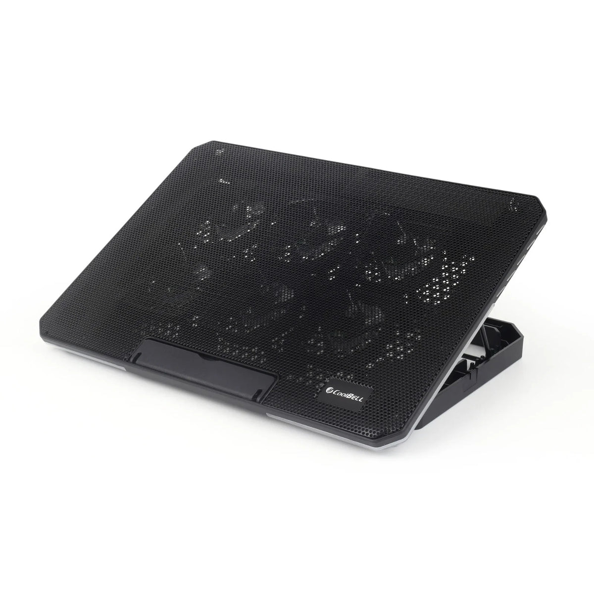 COOLBELL CB-8X COOLING PAD FOR 14–17" LAPTOPS | CoolBell CB-8X Ergonomic Laptop Cooler Stand with High-Speed Silent Fans, Metal Mesh Ventilation & Dual USB Pass-Through Ports for Notebooks & Gaming Laptops