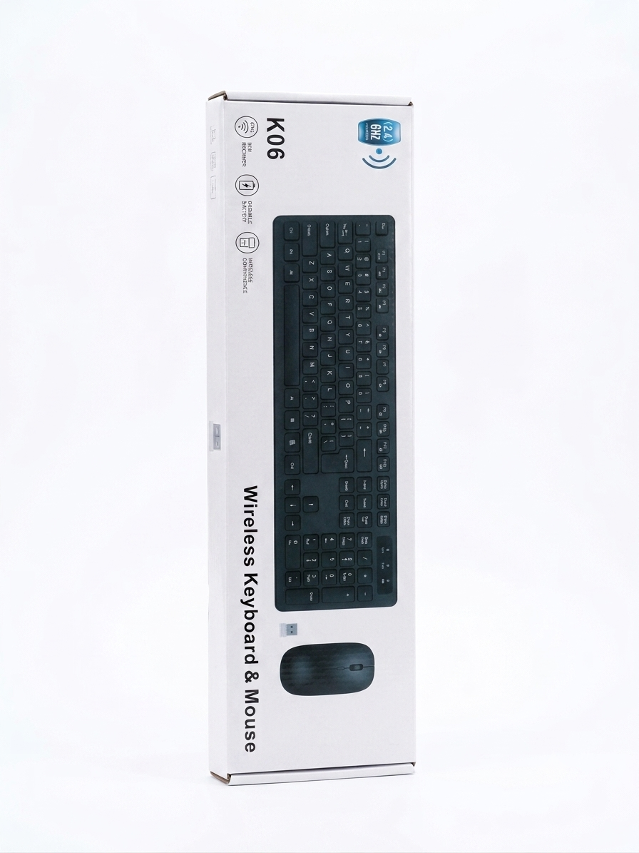 K-06 Wireless Keyboard and Mouse Combo 2.4G Plug & Play Set for Laptop PC Black
