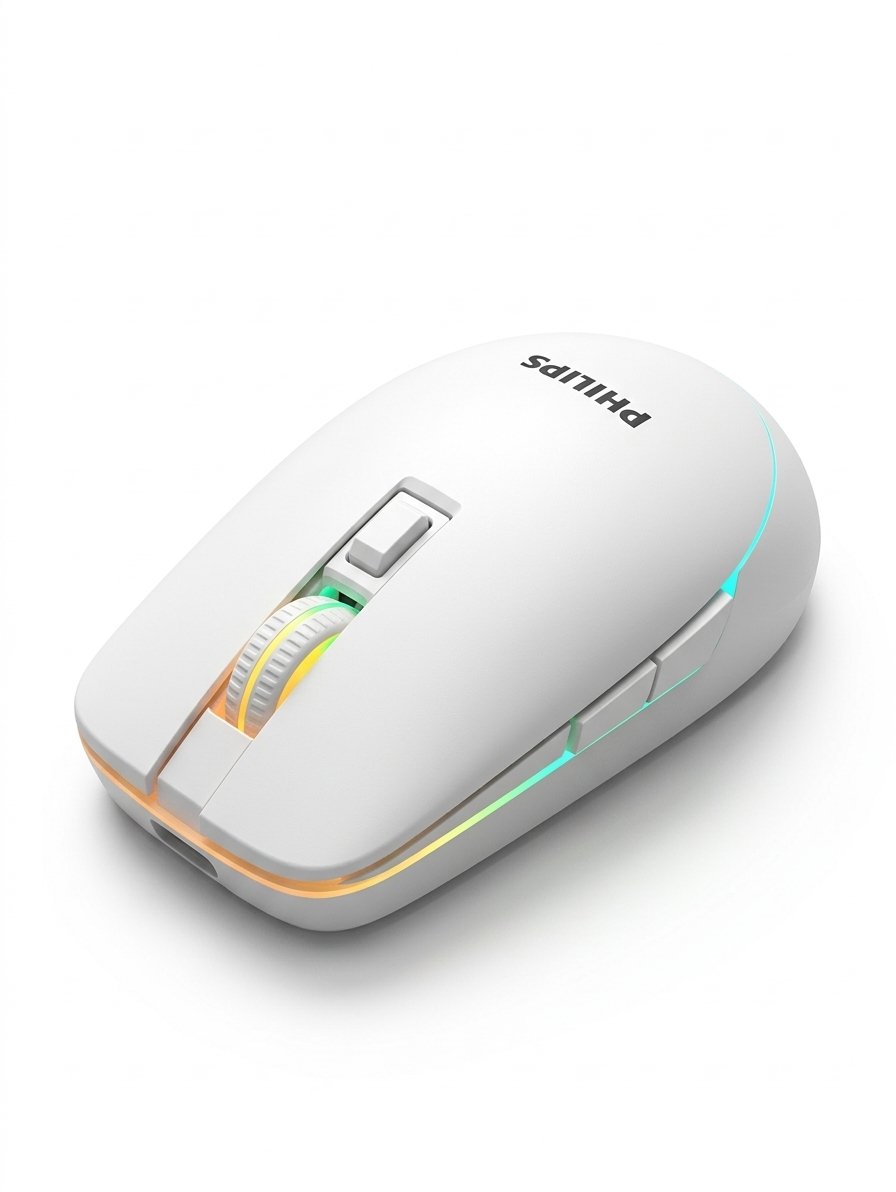 PHILIPS 7200DPI WIRED MOUSE WHITE | Philips 7200 DPI High-Precision 6-Button Ergonomic Wired Gaming Mouse with Dynamic R