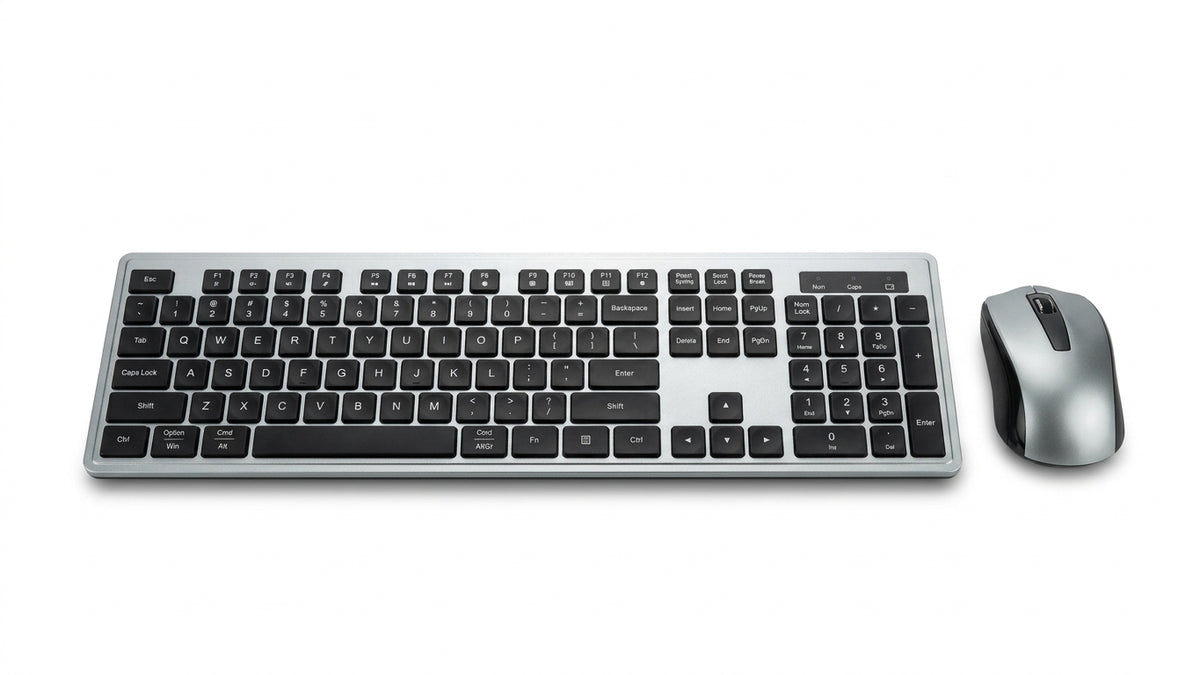 WIRELESS ULTRA-SLIM KEYBOARD & MOUSE COMBO GREEN/BLACK 1600 DPI F624-01AG | Portable Ergonomic Wireless Desktop Set with 2.4GHz Nano Receiver