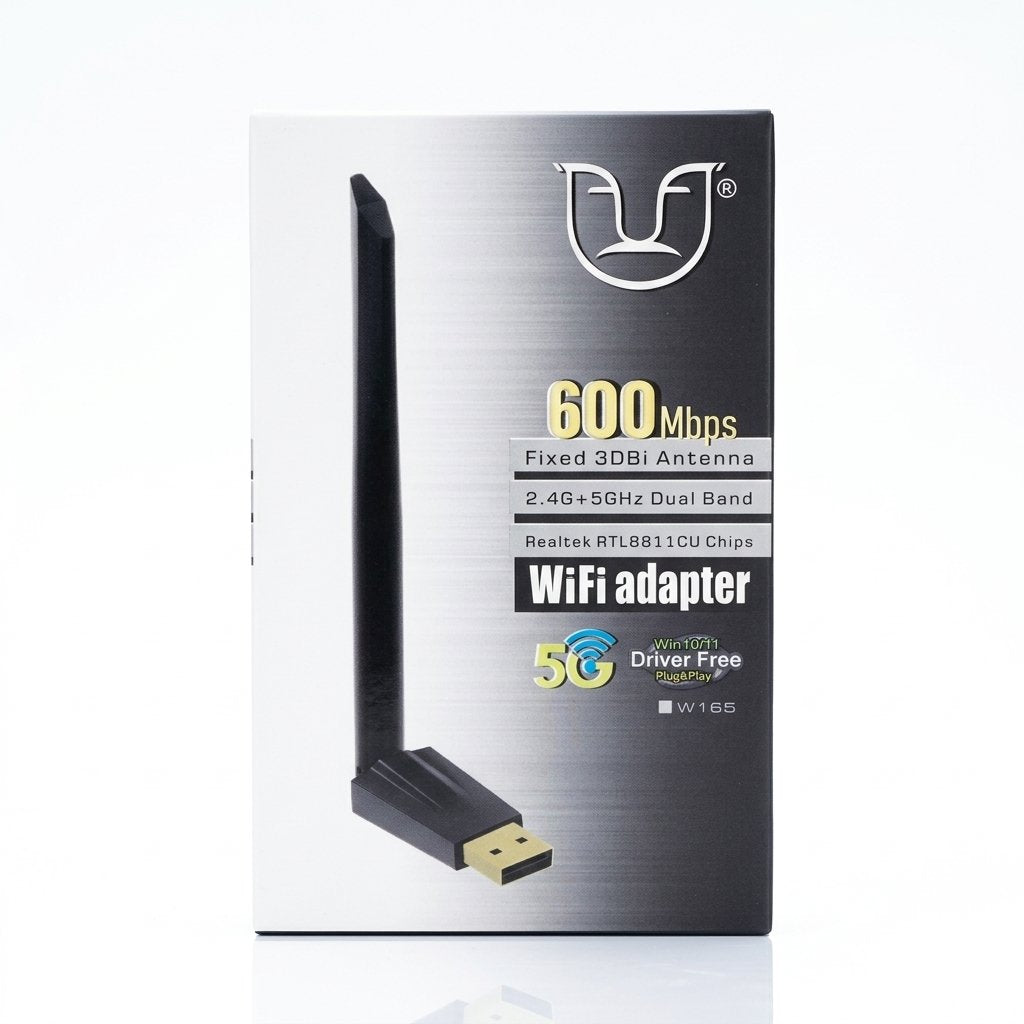 WIFI ADAPTER 600 MBS 5G W165 | W165 Dual-Band 600Mbps (5GHz + 2.4GHz) 802.11ac USB Wireless Network Adapter with High-Ga