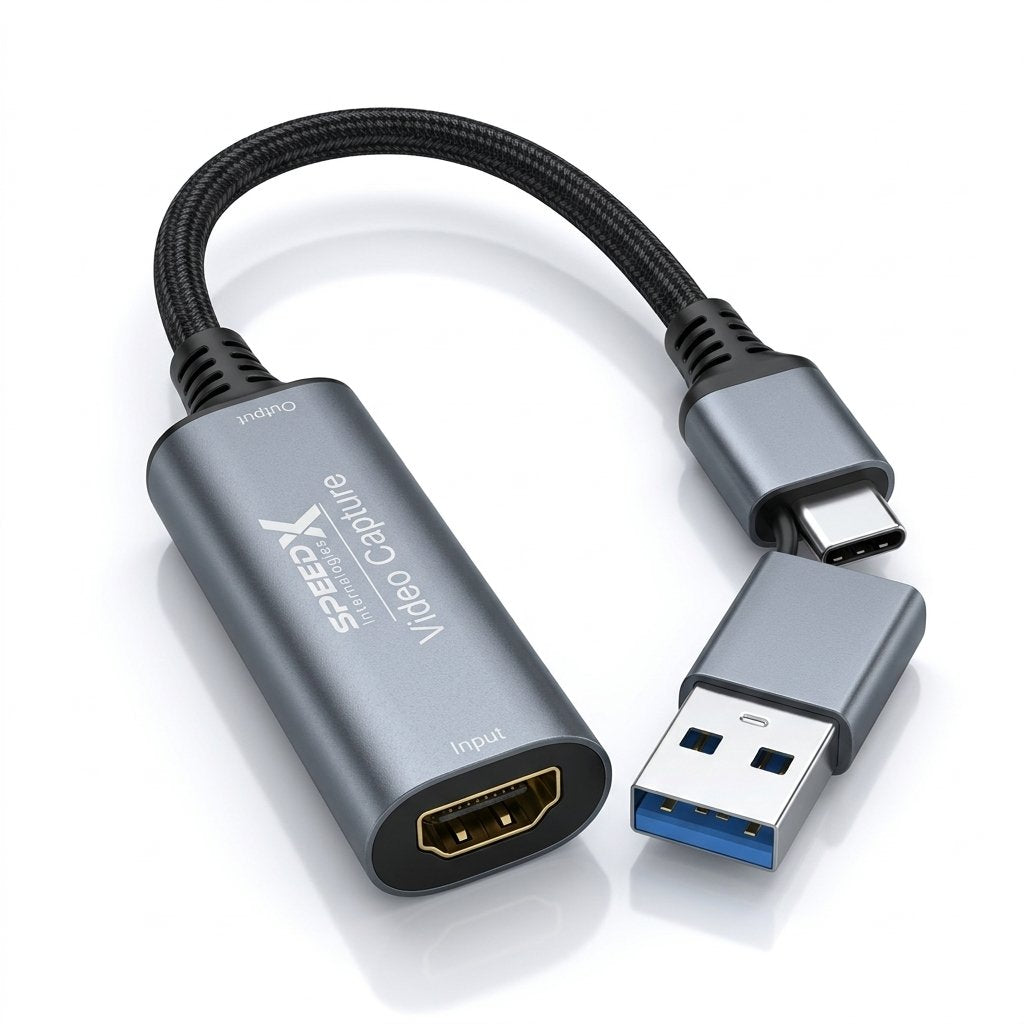 SPEED-X USB A USB C 2-IN-1 TO HDMI VIDEO CAPTURE CARD | Speed-X Dual Interface (USB-A & Type-C) 1080P Full HD Video & Au