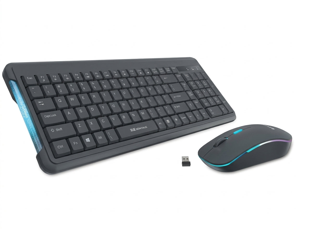 J105 WIRELESS KEYBOARD AND MOUSE COMBO SET | Ergonomic 2.4GHz Desktop Keyboard & Optical Mouse Bundle with Plug-and-Play USB Receiver