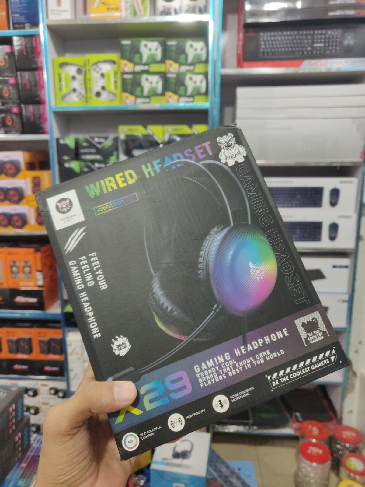 ONIKUMA X29 RGB Dynamic USB Gaming Headphone – Over-Ear Surround Sound Gaming Headset with Noise-Canceling Mic & Suspension Headband