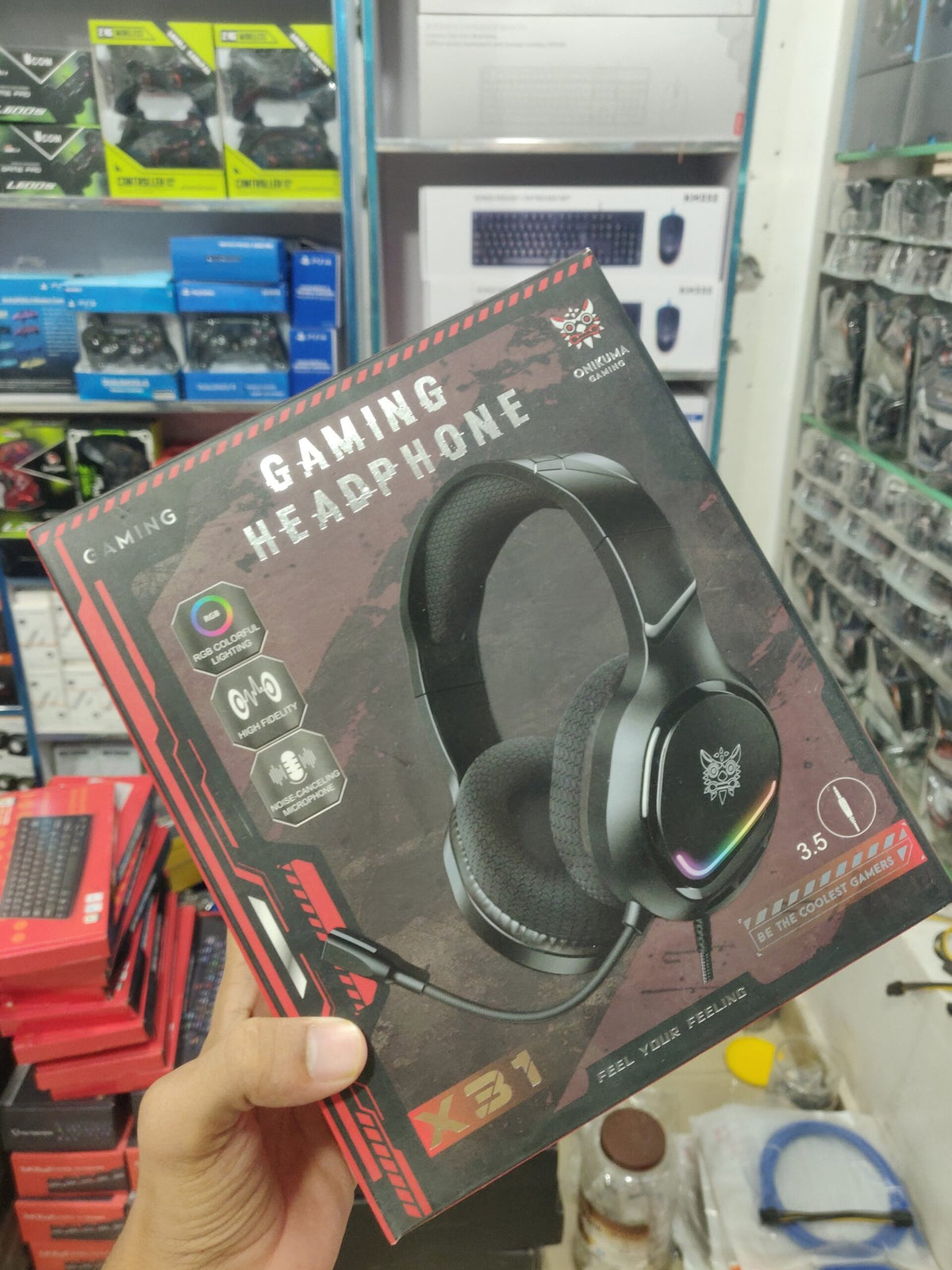 Onikuma X31 Wired Gaming Headset – Over-Ear Stereo Headset with Noise-Canceling Mic & Dynamic RGB Backlighting