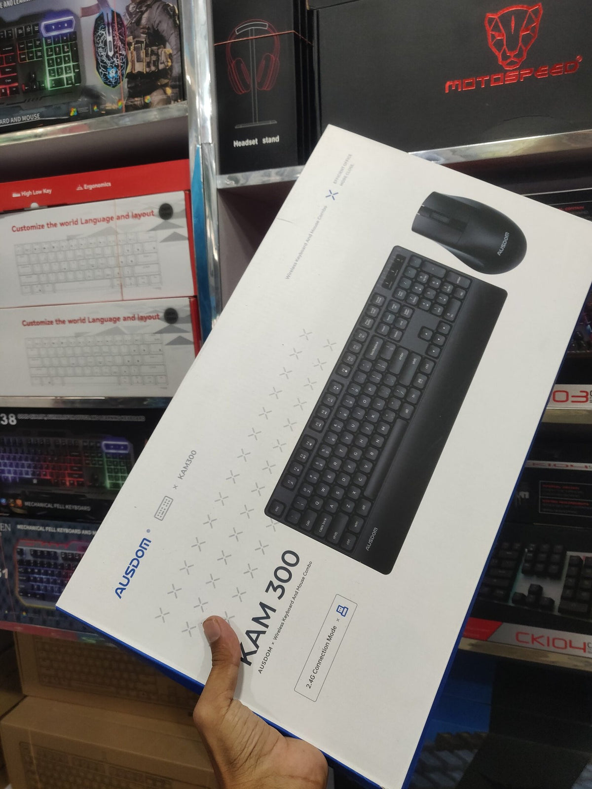 AUSDOM Wireless Keyboard and Mouse Combo, 2.4Ghz Ergonomic Silent Keyboard Mouse, Full-Sized Cordless Membrane Keyboard with Palm Rest for Windows, Mac, PC, Laptop, Adjustable DPI Mouse, USB Receiver