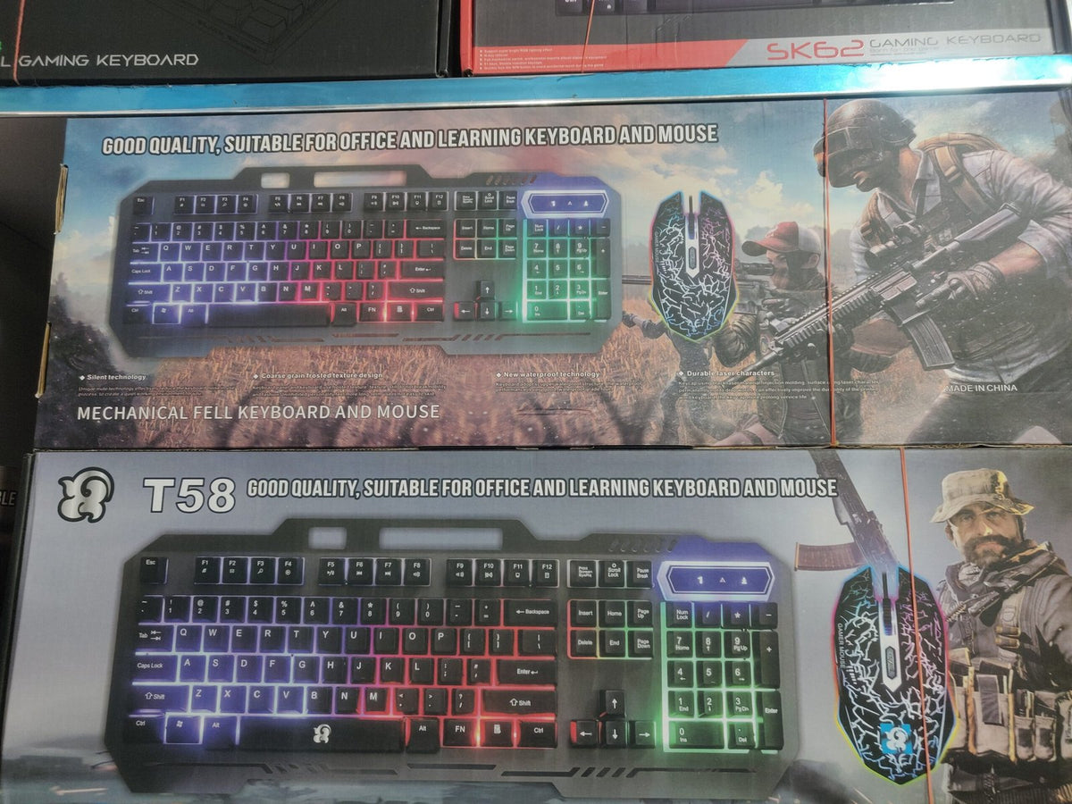 T58 Gaming Keyboard and Mouse Combo RGB – USB Optical Gaming Mouse