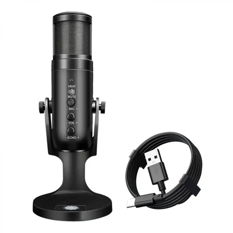 Jmary MC-PW9 USB RGB Microphone for Gaming & Podcasting – Cardioid Condenser Studio Mic with Dynamic Lighting, Active No