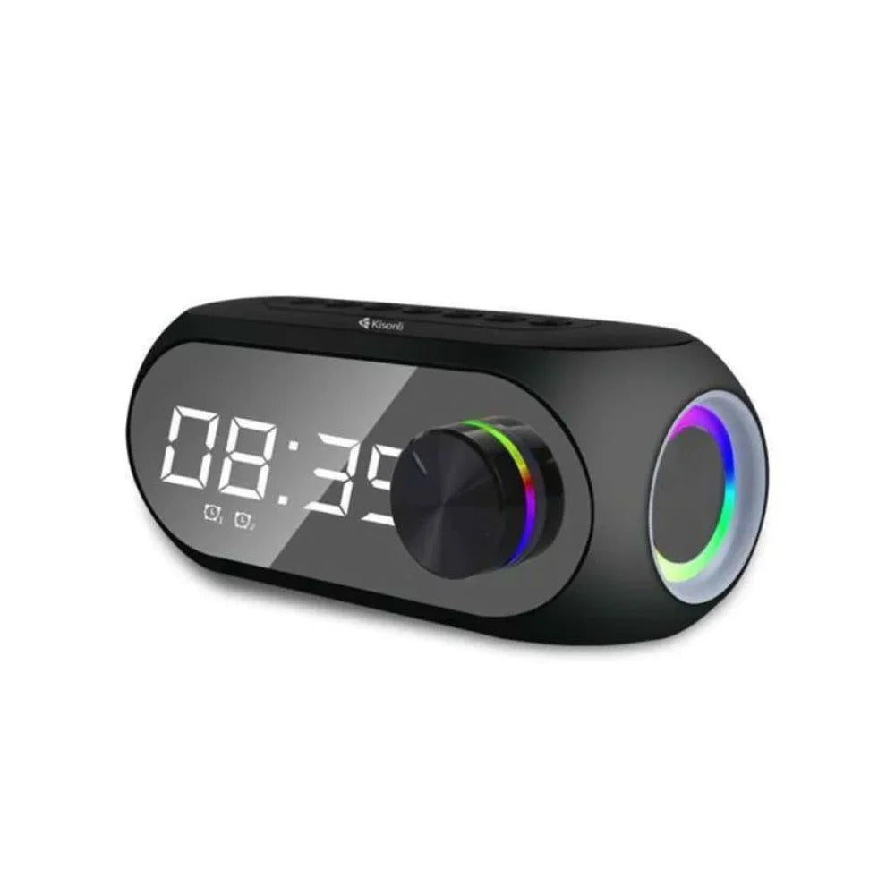 KISONLI LP-2S RGB SPEAKER ALARM CLOCK BLUETOOTH 5.0 TF-CARD FOR MOBILE | Kisonli LP-2S Wireless Speaker with Digital LED Mirror Clock Display, Dual Alarms, Dynamic RGB Lighting & TF Card Slot