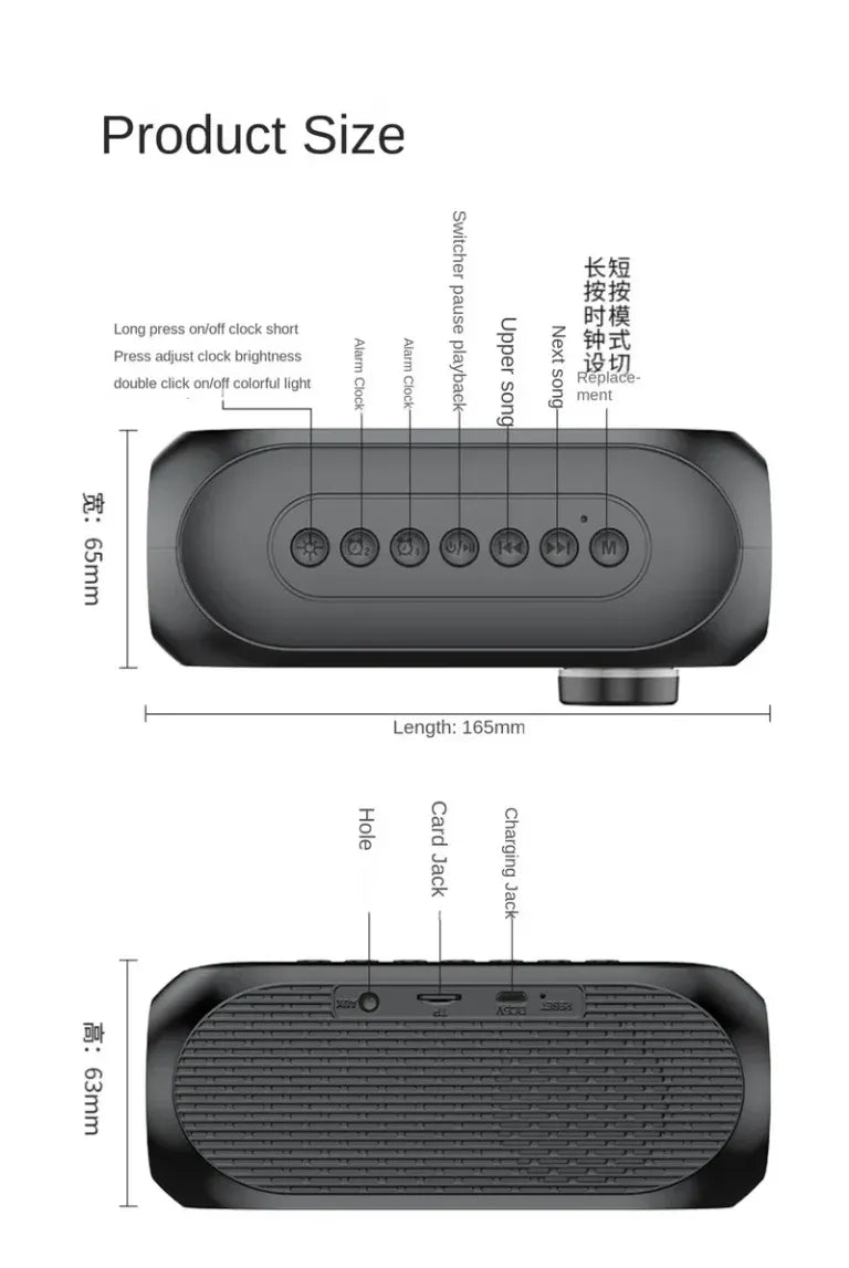 KISONLI LP-2S RGB SPEAKER ALARM CLOCK BLUETOOTH 5.0 TF-CARD FOR MOBILE | Kisonli LP-2S Wireless Speaker with Digital LED Mirror Clock Display, Dual Alarms, Dynamic RGB Lighting & TF Card Slot
