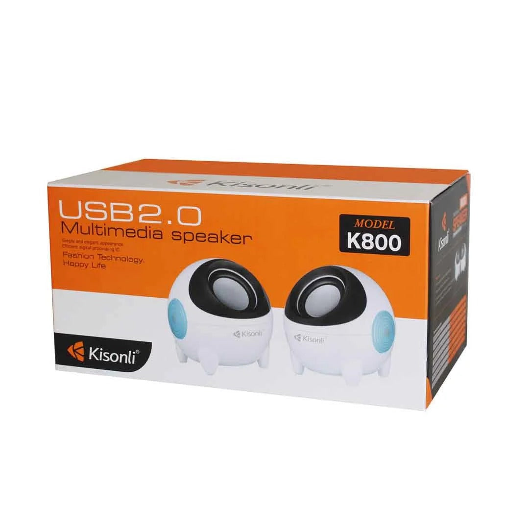 KISONLI K800 SMALL MINI SPEAKERS FOR PC | Kisonli K800 Compact 2.0 Desktop Multimedia Computer Speakers with 3.5mm Audio Jack, USB 5V Power & Inline Volume Control for PC, Laptop & Mobile