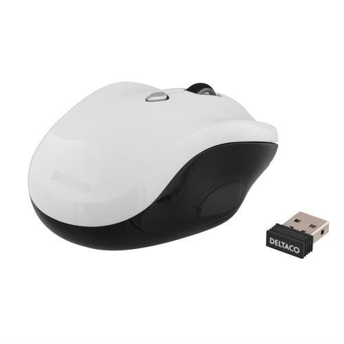 DELTACO MS-769 Wireless Optical Mouse – Ergonomic 7-Button Desktop Computer Mouse with Adjustable 800/1200/1600 DPI, Forward/Backward Side Controls & Plug-and-Play 2.4GHz USB Nano Receiver