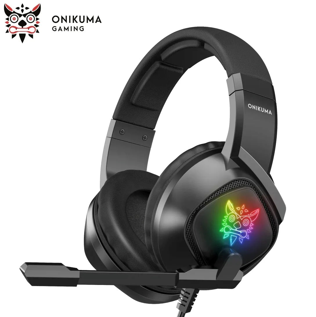 ONIKUMA K19 PROFESSIONAL RGB GAMING HEADPHONE | ONIKUMA K19 Wired Over-Ear Gaming Headset with 50mm High-Fidelity Drivers, 360° Noise-Canceling Microphone, Soft Memory Foam Cushions & Dynamic RGB Backlighting for PC, PS4, PS5, Xbox & Mobile