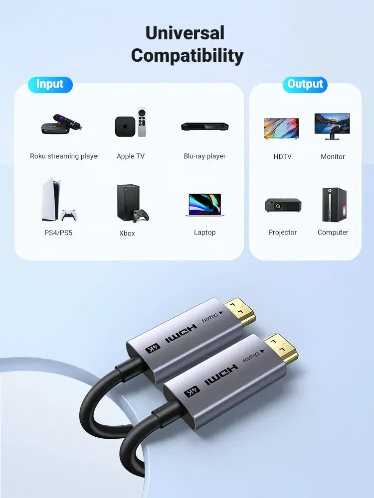UGREEN 10M HDMI 2.0 Fiber Optic Cable Male to Male 4K 60Hz Active AOC Cable (Space Gray Aluminum Shell)