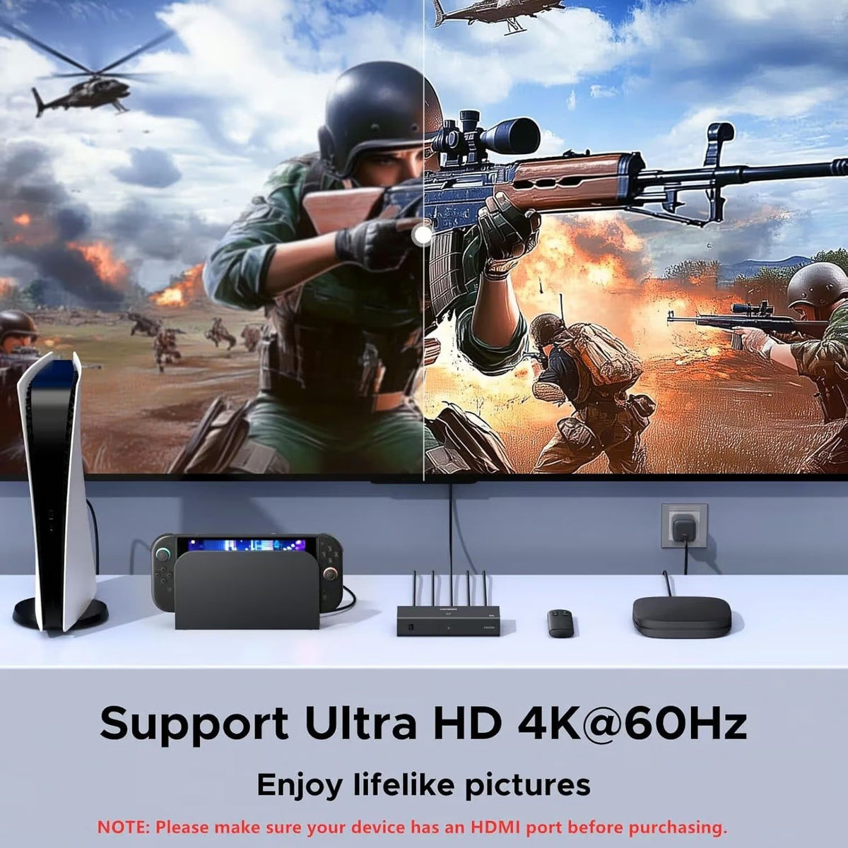 UGREEN HDMI Switch 3 in 1 Out 4K@60Hz with Remote Supports HDR10+ CEC HDCP2.2 High-Speed 18Gbps Video Switcher Box for PS5, Xbox, Switch & TV Stick