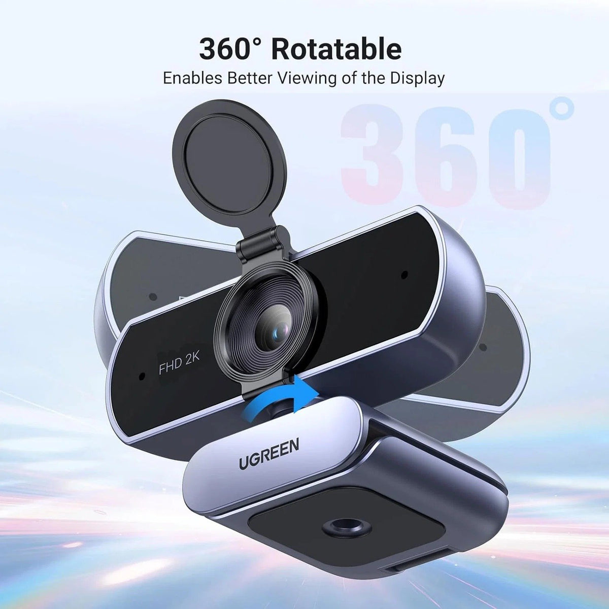 UGREEN CM717 2k 30FPS Full HD WEB CAM 2K QHD USB Webcam with Dual Noise-Canceling Microphones (Black)