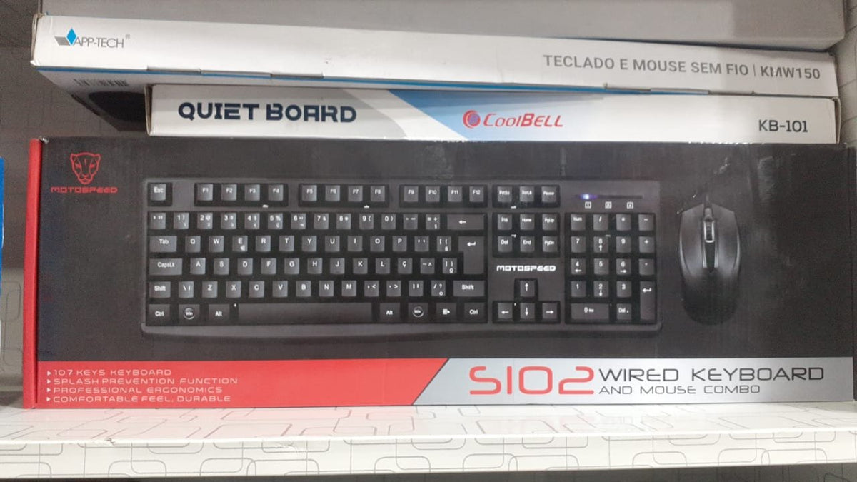 Motospeed S102 Wired Keyboard and Mouse Combo – Full-Size Ergonomic Desktop Keyboard with High-Rebound Silicone Switches & Precision USB Optical Mouse