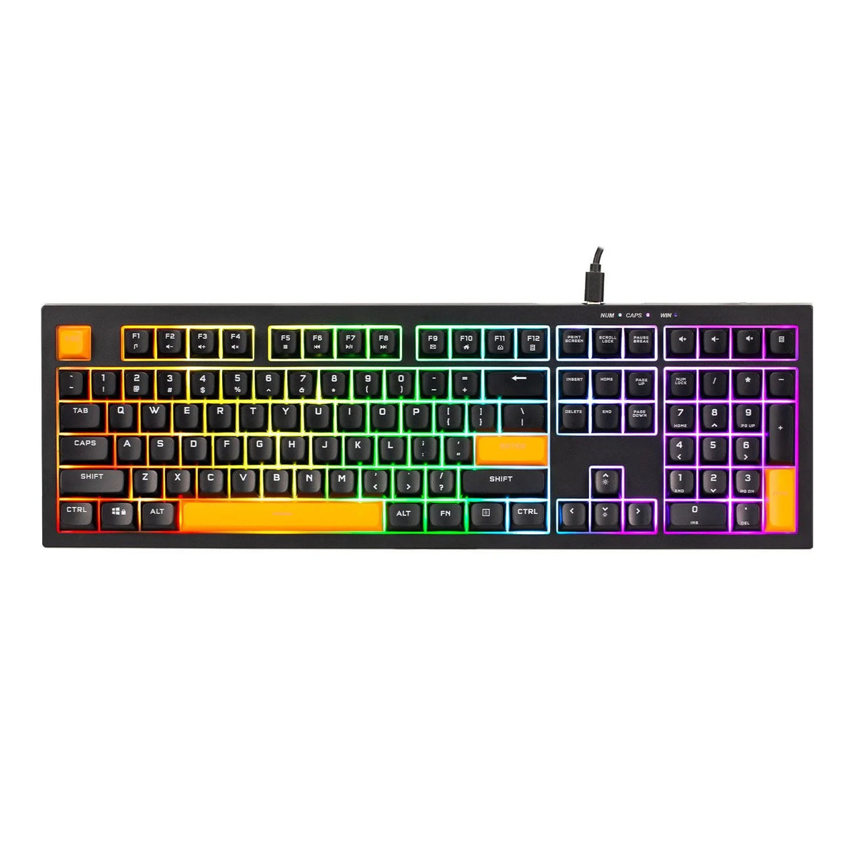 XTRIKE ME KB-512 BK 108 KEY WIRED MECHANICAL FEEL USB-C KEYBOARD BLACK | Ergonomic Desktop Gaming Keyboard with Modern Type-C Cable & Backlit Keys