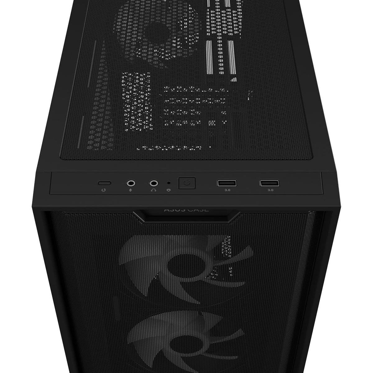 Asus A21 Mid-Tower microATX Computer Case (White / Black) with High-Porosity Mesh Front Panel, 360mm Radiator Support, Extended 380mm GPU Clearance, Hidden-Connector Motherboard Compatibility & Tempered Glass Side Panel