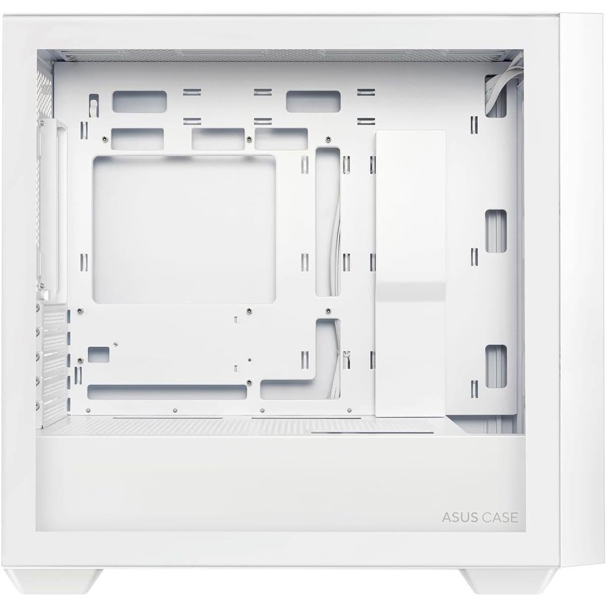 Asus A21 Mid-Tower microATX Computer Case (White / Black) with High-Porosity Mesh Front Panel, 360mm Radiator Support, Extended 380mm GPU Clearance, Hidden-Connector Motherboard Compatibility & Tempered Glass Side Panel