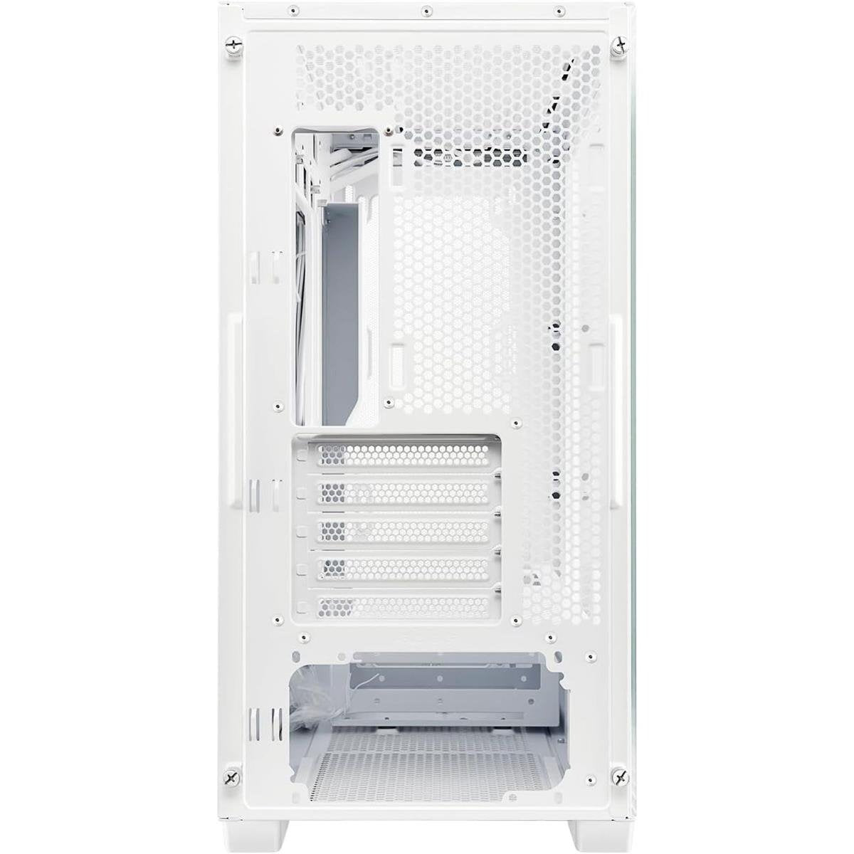 Asus A21 Mid-Tower microATX Computer Case (White / Black) with High-Porosity Mesh Front Panel, 360mm Radiator Support, Extended 380mm GPU Clearance, Hidden-Connector Motherboard Compatibility & Tempered Glass Side Panel