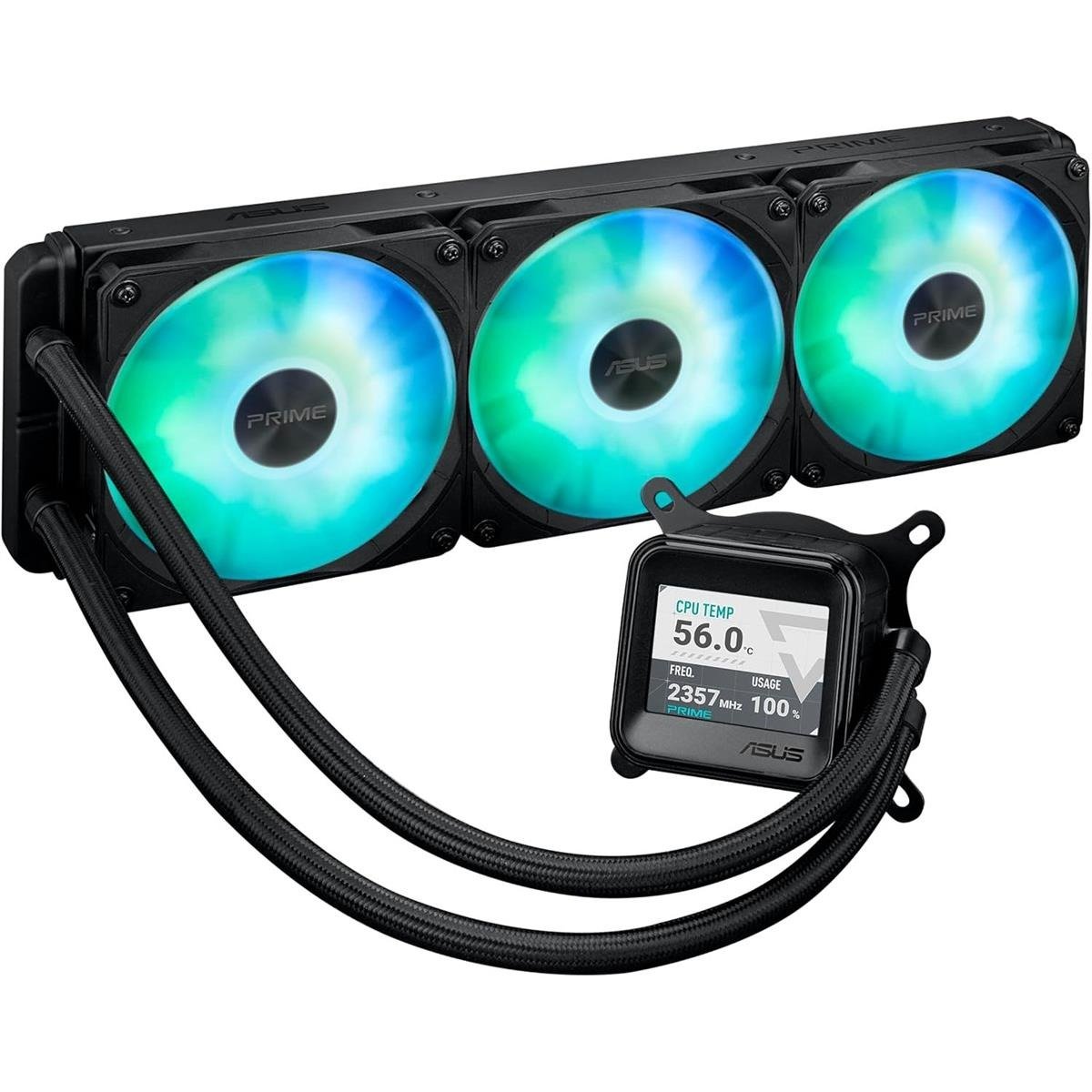 ASUS Prime LC 360 ARGB LCD All-In-One Liquid CPU Cooler with 2.1-Inch Real-Time Status LCD Screen, Pre-Installed Daisy-Chain ARGB Fans & Broad Intel/AMD Socket Compatibility