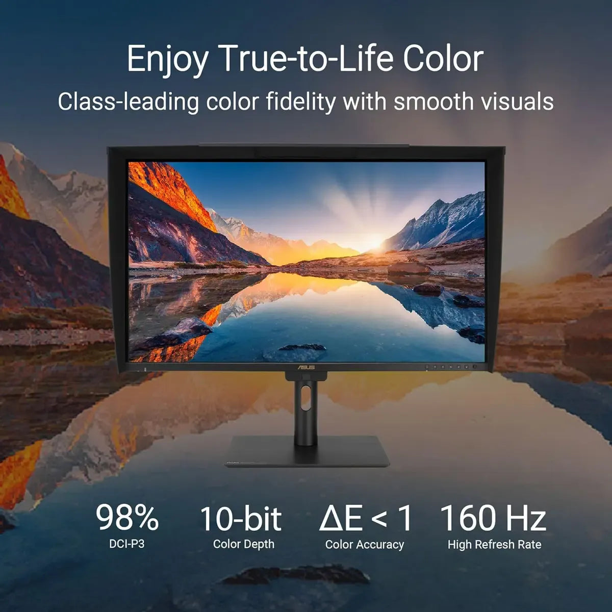 ASUS ProArt Display PA27UCGE 27" 4K UHD (3840 x 2160) Professional IPS Monitor with 160Hz Refresh Rate, 1ms GTG Response Time, Factory Calibrated △E < 1, 98% DCI-P3, VESA DisplayHDR 600, USB-C Power Delivery & Full Ergonomic Stand