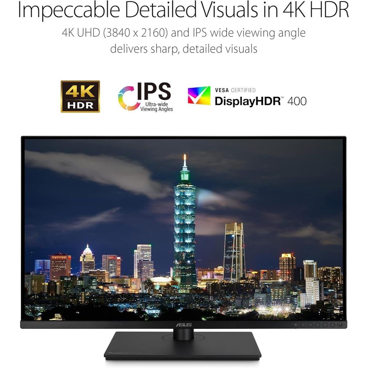 ASUS ProArt Display PA329CV 32" 4K UHD (3840 x 2160) Professional IPS Monitor with 100% sRGB / Rec. 709, Calman Verified Factory Color Accuracy (ΔE < 2), 90W USB-C Power Delivery, VESA DisplayHDR 400 & C-Clamp Mount