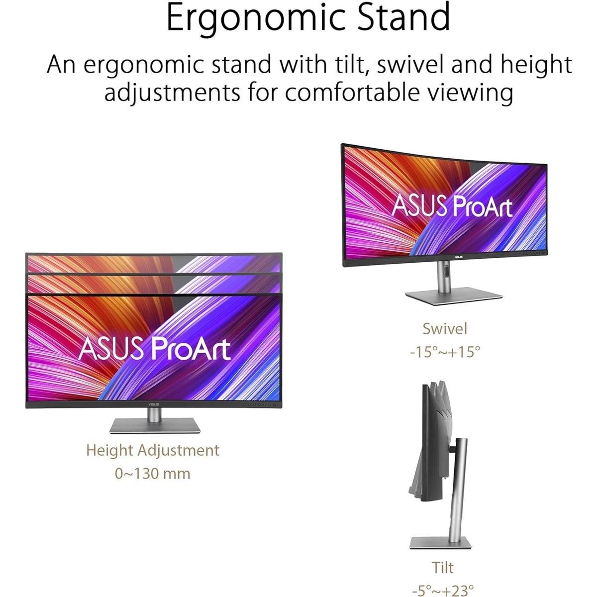 ASUS ProArt Display PA34VCNV 34.1" UWQHD (3440 x 1440) 3800R Curved Professional IPS Monitor with 100% sRGB / 100% Rec. 709, Calman Verified Factory Color Accuracy (ΔE < 2), 96W USB-C Power Delivery, DisplayPort Daisy-Chaining & HDR10