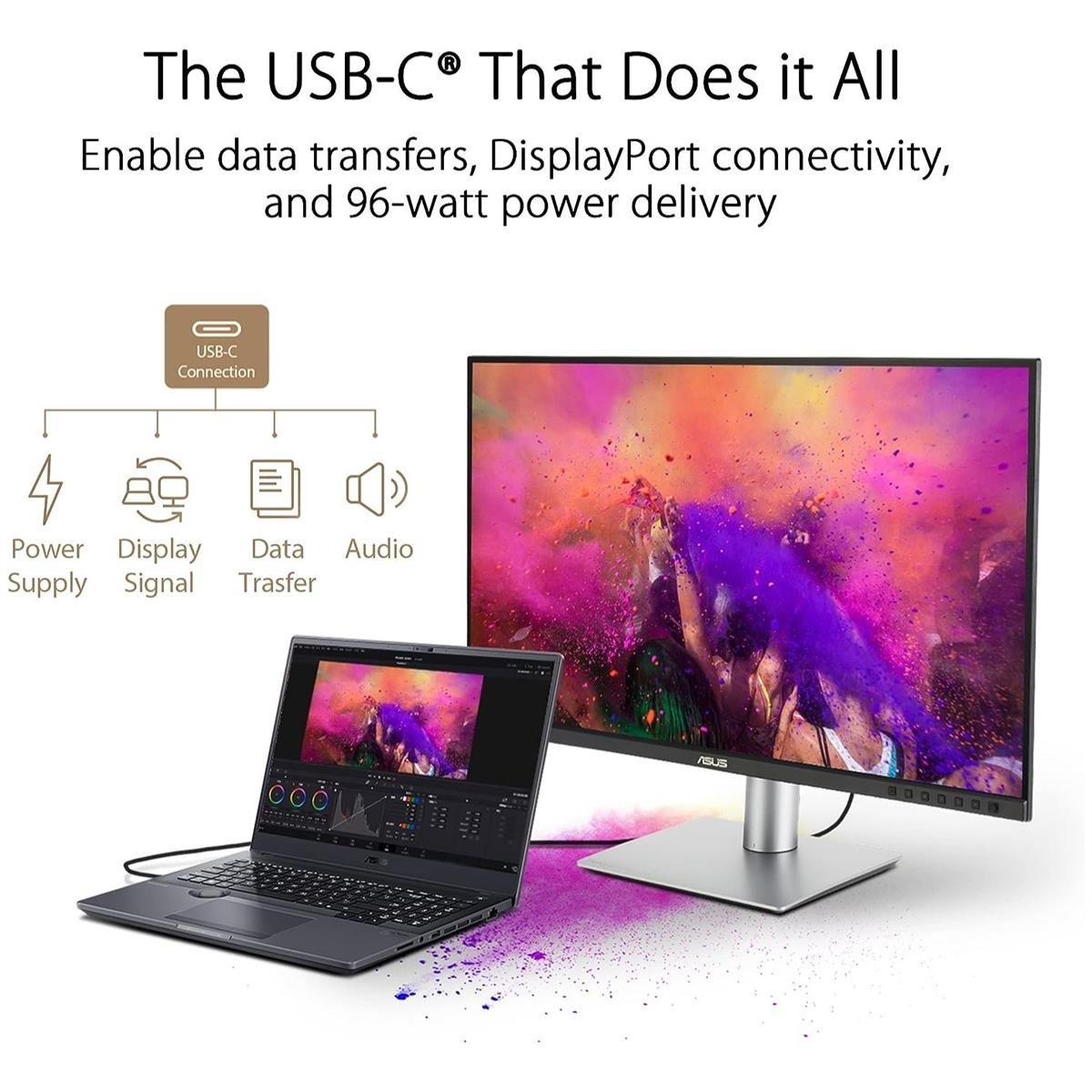 ASUS ProArt Display PA279CRV 27" 4K UHD (3840 x 2160) Professional IPS Monitor with 60Hz Refresh Rate, 5ms GTG Response Time, 96W USB-C Power Delivery, Factory Calibrated △E < 2, 99% DCI-P3, 100% sRGB, Calman Verified & Ultra-Slim Ergonomic Stand