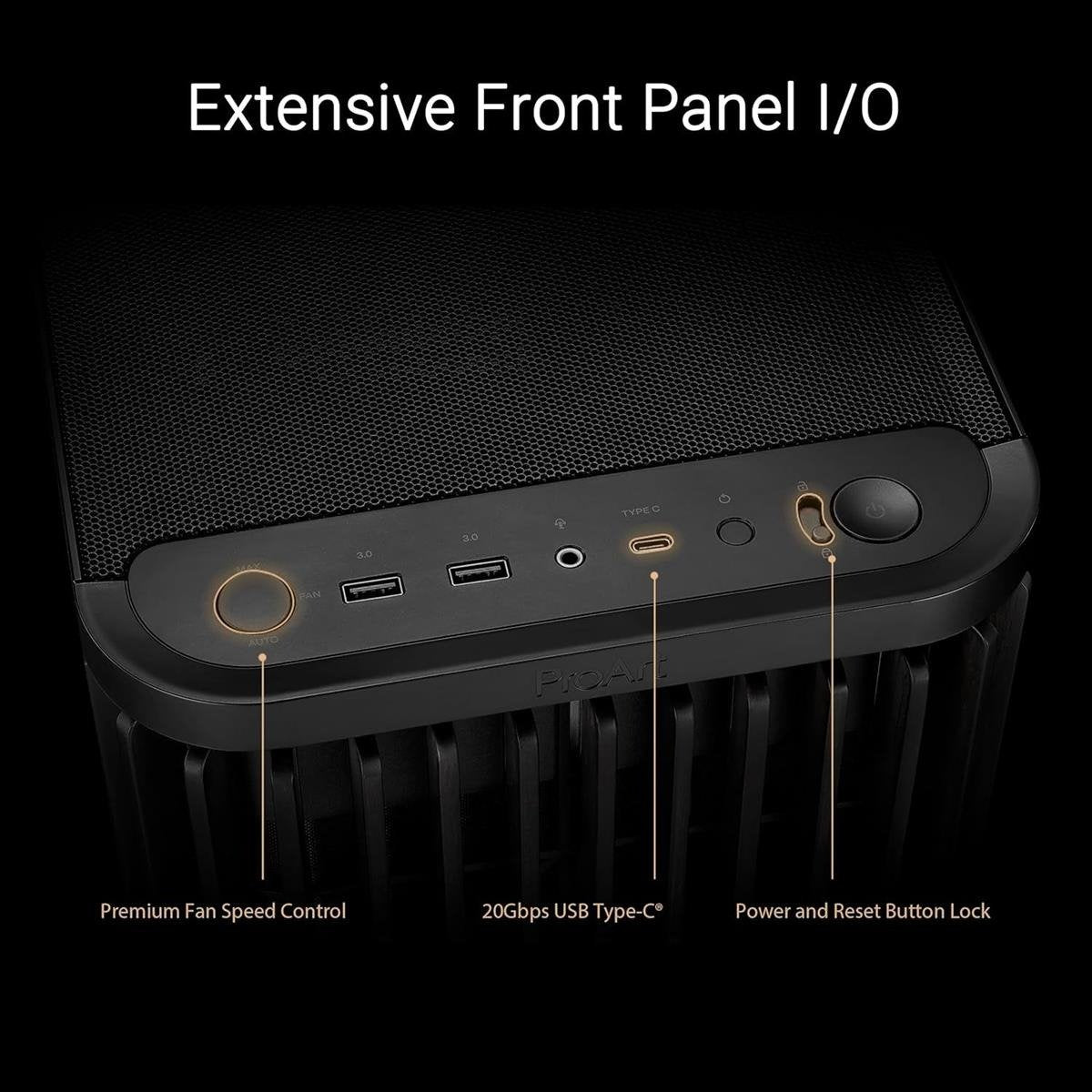 PROART PA602 WOOD TG PWM BLACK Workstation PC Case with Real FSC-Certified Ash Wood Front Panel, Dual Pre-Installed 200mm PWM Fans, Tempered Glass Side Panel & Front USB 20Gbps Type-C