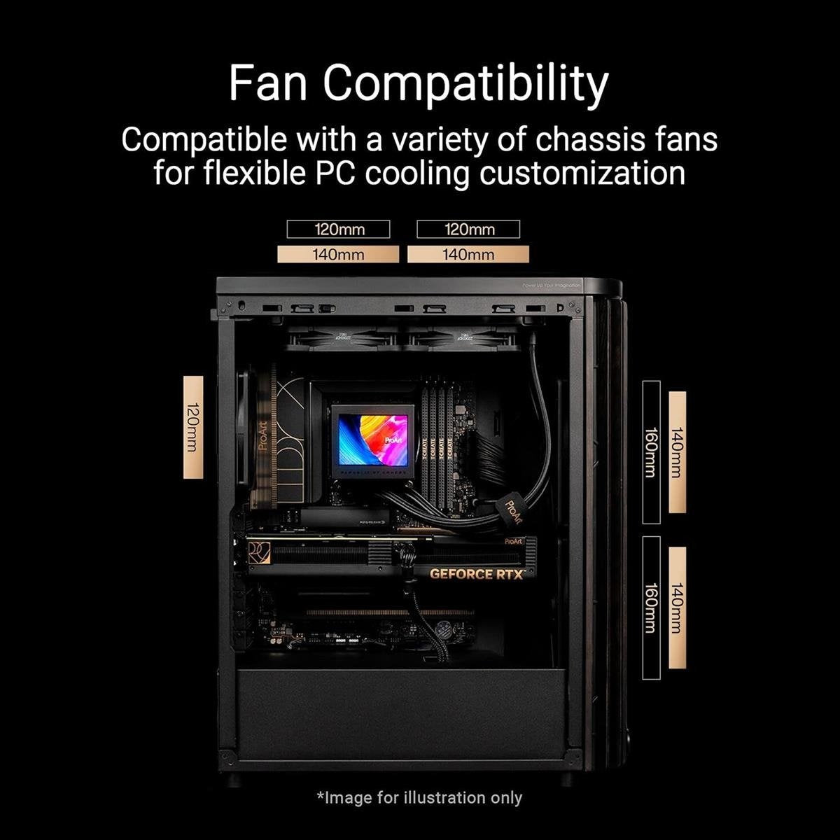 PROART PA602 WOOD TG PWM BLACK Workstation PC Case with Real FSC-Certified Ash Wood Front Panel, Dual Pre-Installed 200mm PWM Fans, Tempered Glass Side Panel & Front USB 20Gbps Type-C