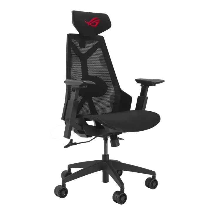 ASUS ROG Destrier Core SL400C Ergonomic Mesh Gaming Chair with Cyber-Futuristic Design, Breathable Mesh Fabric, Special Mobile Gaming Mode Armrests, Adjustable Lumbar Support & Class-4 Gas Lift (Black Edition)