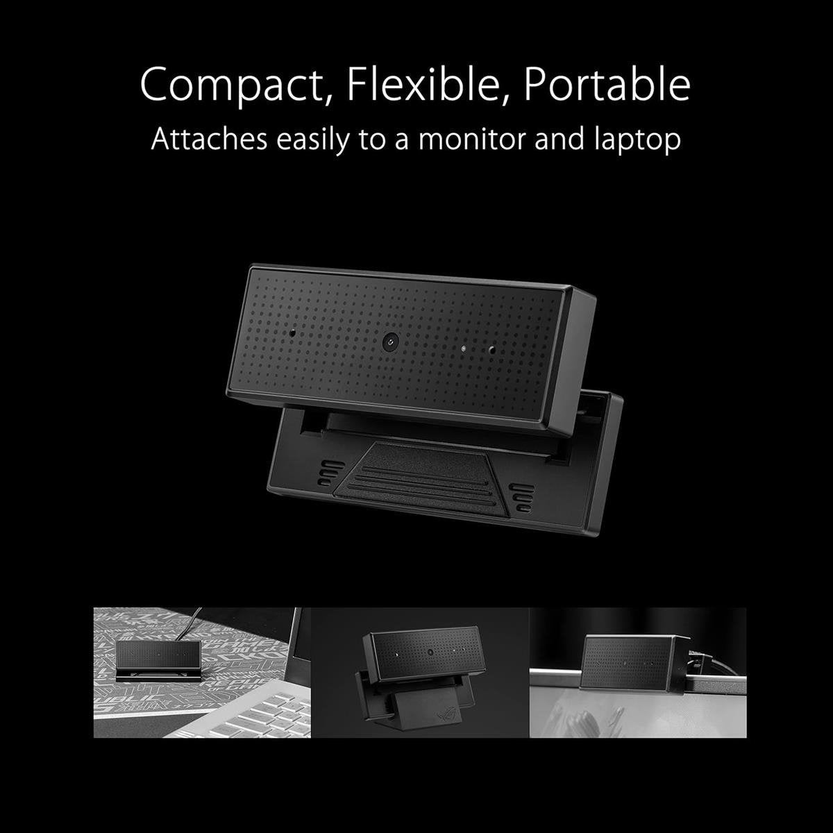 ASUS ROG Eye S Full HD (1080p @ 60fps) Streaming Webcam with AI Noise-Canceling Microphone, Face Auto Exposure & Auto Focus Technology, Blue-Glass Lens Filter, Dual Beamforming Mics & Ultra-Compact Foldable Design