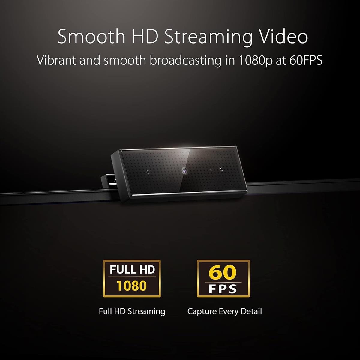 ASUS ROG Eye S Full HD (1080p @ 60fps) Streaming Webcam with AI Noise-Canceling Microphone, Face Auto Exposure & Auto Focus Technology, Blue-Glass Lens Filter, Dual Beamforming Mics & Ultra-Compact Foldable Design