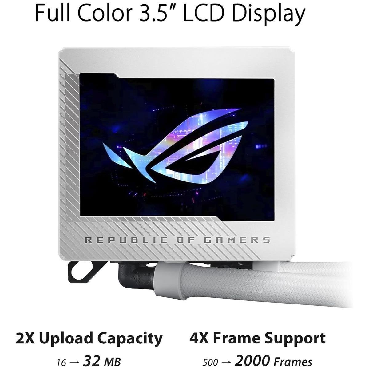 ASUS ROG Ryujin III 360 ARGB Extreme Flagship All-In-One Liquid CPU Cooler with 3.5" Full-Color LCD Screen, Embedded VRM Fan, 8th Gen Asetek V2 Pump & Magnetic Daisy-Chain ARGB PWM Fans