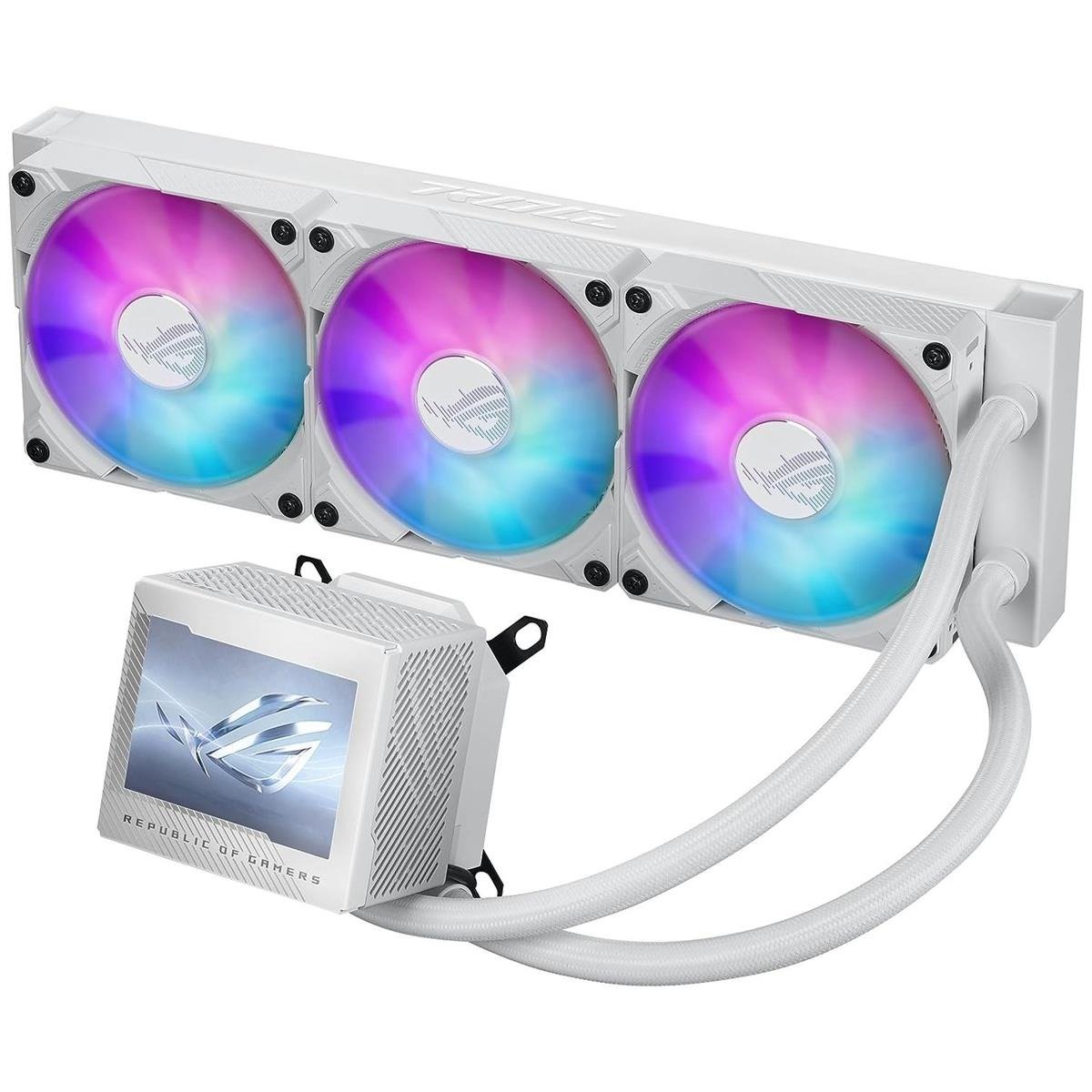 ASUS ROG Ryujin III 360 ARGB Extreme Flagship All-In-One Liquid CPU Cooler with 3.5" Full-Color LCD Screen, Embedded VRM Fan, 8th Gen Asetek V2 Pump & Magnetic Daisy-Chain ARGB PWM Fans