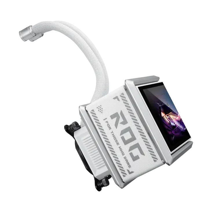 ASUS ROG Ryuo IV SLC 360 ARGB White Edition All-In-One Liquid CPU Cooler with Curved AMOLED Display, 8th Gen Asetek Pump, Pre-Installed Daisy-Chain ARGB Fans & Broad Intel/AMD Socket Support