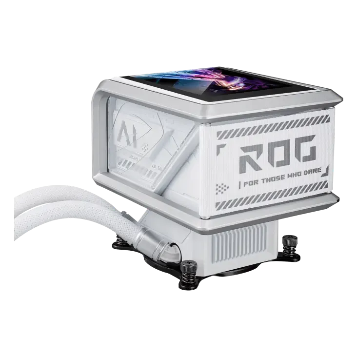 ASUS ROG Ryuo IV SLC 360 ARGB White Edition All-In-One Liquid CPU Cooler with Curved AMOLED Display, 8th Gen Asetek Pump, Pre-Installed Daisy-Chain ARGB Fans & Broad Intel/AMD Socket Support